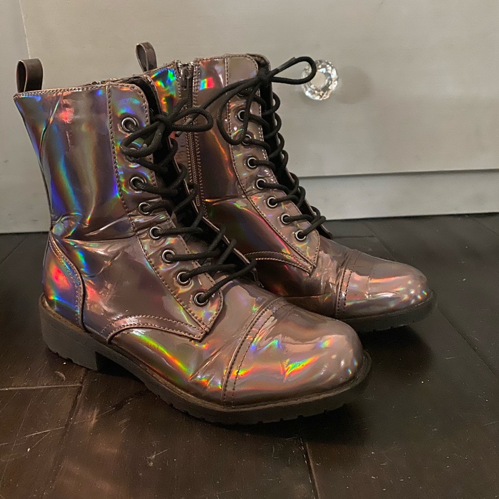 Holographic combat boots